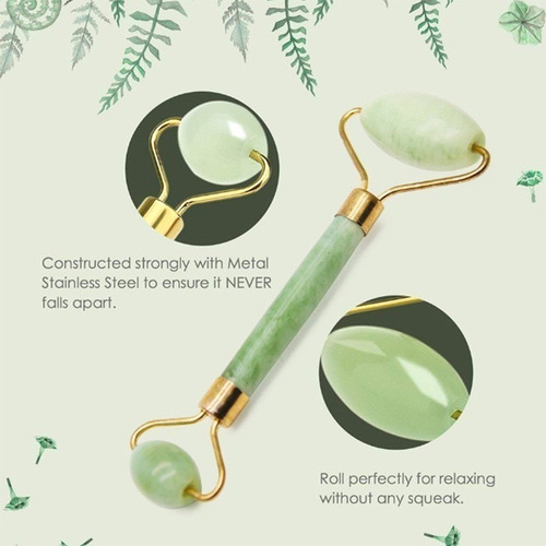 Imagen 6 de 10 de Masajeador Doble Rodillo + Piedra Jade Facial Corporal