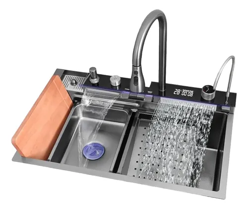 comprar Pileta Bacha Cocina Negro Acero Inox Digital Con Accesorios