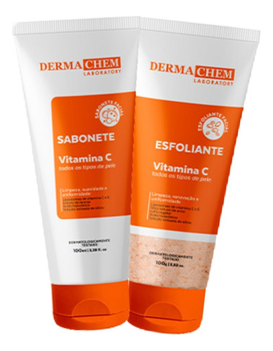 Dermachem Kit Skin Care Limpeza Facial Vitamina C Sabonete Esfoliante