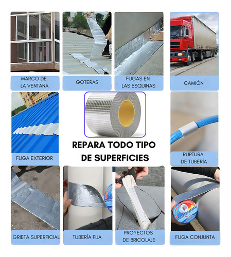 Cinta Tapagotera Techo Tubería Sellador Impermeable Filtración De Gotera Butilo Térmica 10 Cm * 10 M
