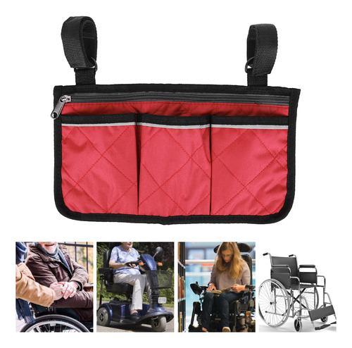 Bolsa Lateral Roja Para Silla De Ruedas, Reposabrazos Multif
