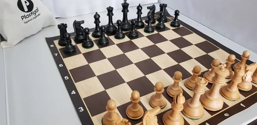 Juego De Ajedrez Staunton Profesional C/ Tablero Cuerina Vip
