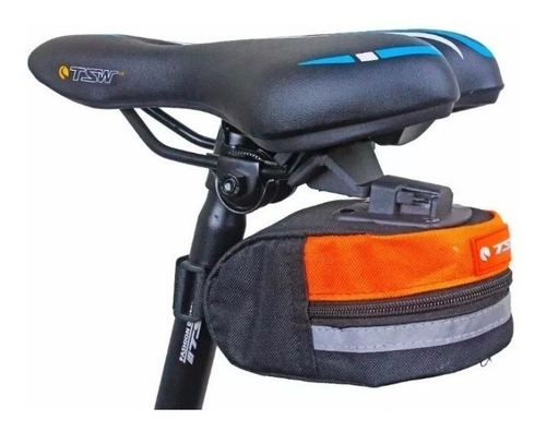 Imagem 3 de 3 de Bolsa De Selim Tsw Mod 04 Preta Laranja Refletivel Canote
