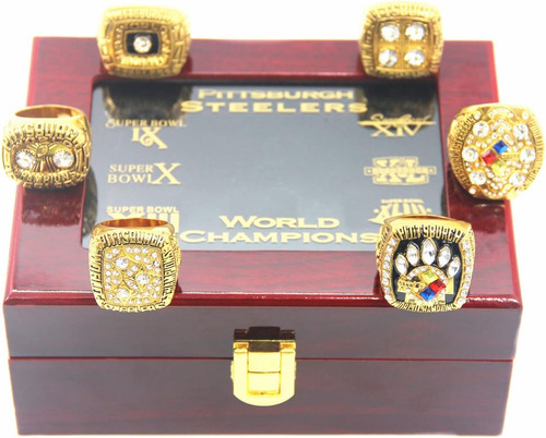 Steelers - Juego De Anillos De Campeones Del Mundo Caja...