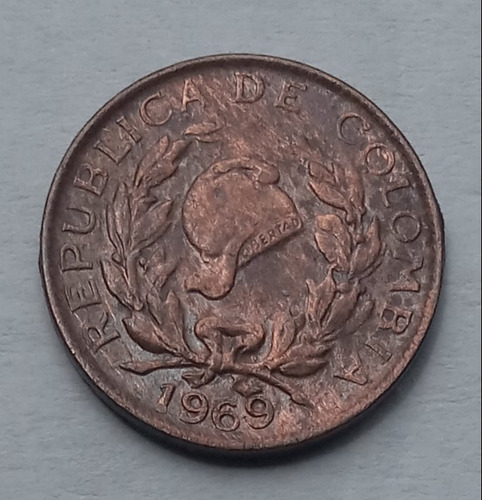 Colombia Moneda De 1 Centavo Invertida Año 1969.