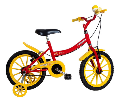 Bicicleta Infantil Aro 16 Masculina V-brakes Monark Cor Vermelho/Amarelo