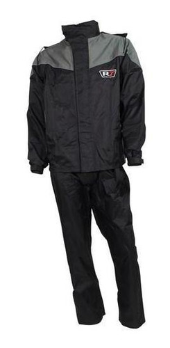 Impermeable R7 Racing Premium Para Motociclista- Negro/gris