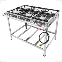 Comprar Fogao Inox Fogareiro A Gás 6 Bocas Alta Pressão Queimadores Caulim Total Inox Comercial Reforçado Marca Cozinha Gourmet
