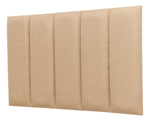 Cabeceira Solteiro Modelar Casa Estofada Modular Ripada Adesiva com 5 Placas 60x20 Medida Montada 100x60cm na Cor Linho Bege