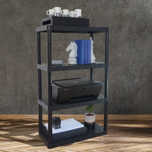 Super Estante Modular Plástico Casa 97cm Desmontável Antares Cor Preto
