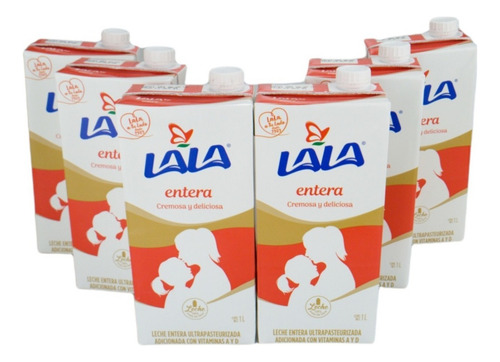 6pz Leche Lala Entera De 1lt Paquete De 6 - Sm