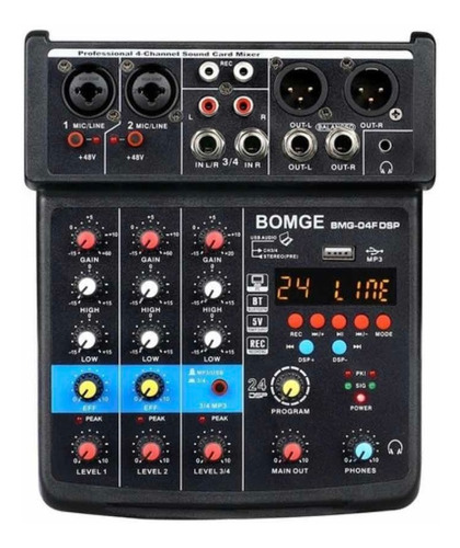 Bomge 04f Mezclador Dj De 4 Canales Mp3/usb/bluetooth/48v/ds