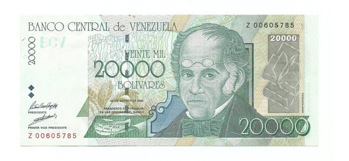 Billetes Bs. 20000 Z8 Agosto 24 1998 Xf+ Reposición