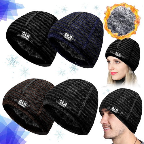 Gorro Lana Doble Peluche Unisex Frio Hombre Mujer Invierno 