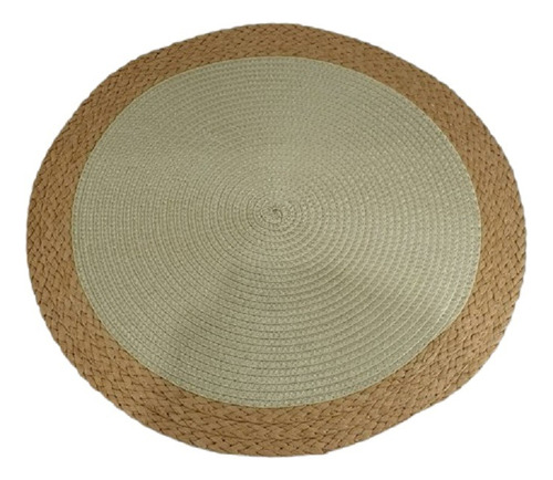 Individuales De Mesa Redondos Rustico Boho 38cm Pack X 5 Beige