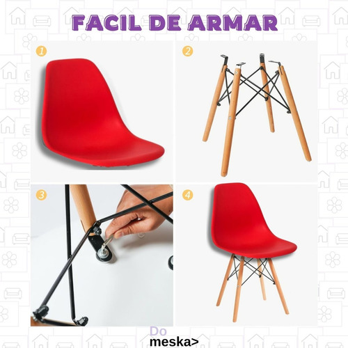 Set 6 Sillas Eames Minimalista Para Jardin Salas Comedor