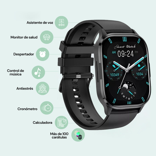 Smart Watch Reloj Inteligente Hombres Caballero Ultra Pantalla Amoled Pro Full Gran Definición Mi Watch Se Compatible Con Ios Y Android Con Audifonos Bluetooth Con Resistencia Al Agua Comerliv 1 Pieza