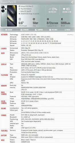 Xiaomi Poco F6 5g 24069pc21g 12gb 512gb Dual Sim Duos