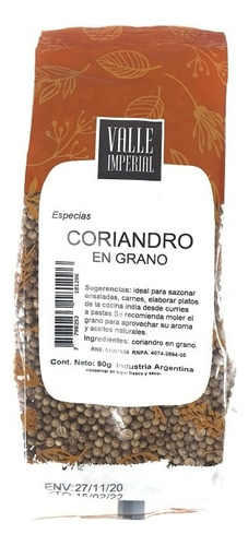 Coriandro En Grano 90 Grs - Valle Imperial