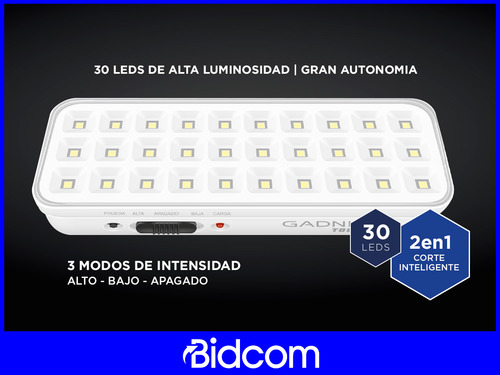 Luz De Emergencia Gadnic Modo Automático 30 Leds Seguridad