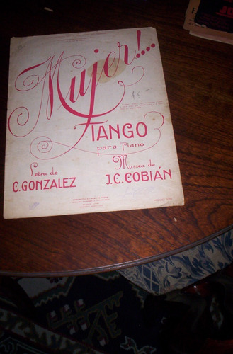 Antigua Partitura Para Piano Tango Mujer !!! Serie 1.15