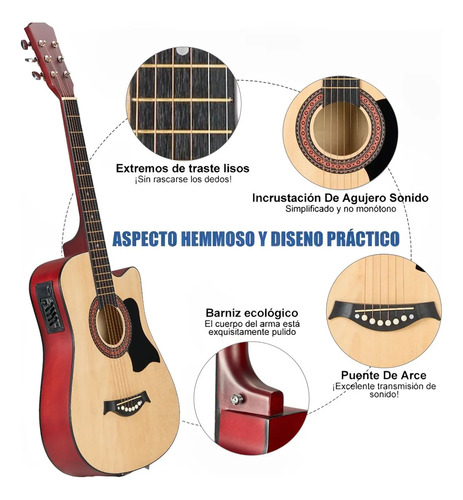 Guitarra Acustica Clasica Con Accesorios Musical Madera 38in