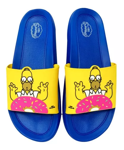 Sandalias Para Hombre Homero Simpson Tipo Slide Azul | Meses sin intereses