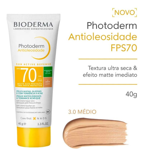 Protetor Solar Bioderma Photoderm Fps70 Gel 40g Médio