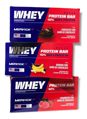 Whey Protein Bar 36 Unidades 3 Cajas Mervick Proteina