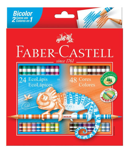 Colores Faber Castell 2 En 1 Bicolor 24 Piezas = 48 Colores 