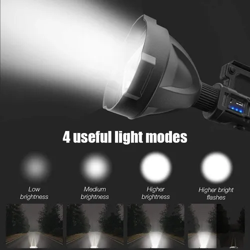 Linterna Led Largo Alcance Recargable Usb Trípode