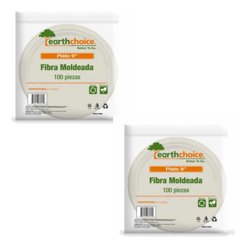 Plato Liso Earth Choice 9 Con 200 Pzas