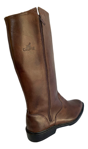 Bota Coturno Hipismo Zíper Couro Legitimo + Capa Celular