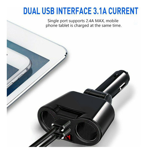 Cargador Doble Usb De 2 Vías Para Encendedor De Coche.