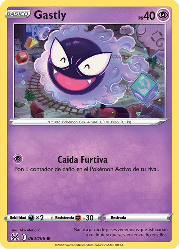 Cartas Pokemon Gastly 064/196 Español Lost Origin Lor