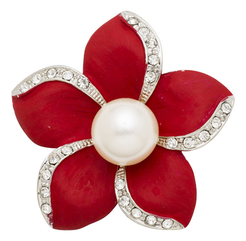 Elegante Broche Con Forma De Flor De Perla Con Diamantes De