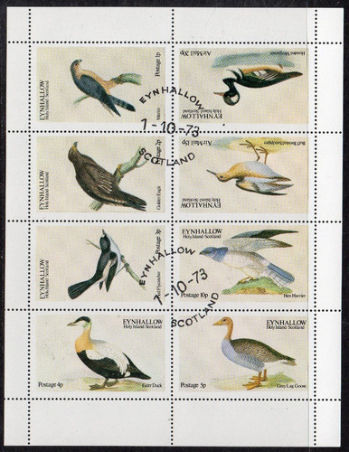 Reino Unido Bloc X 8 Sellos Estado De Eynhallow = Aves 1973 