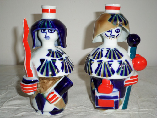 Pareja Botellas Porcelana Sargadelos Coleccion Santiformes