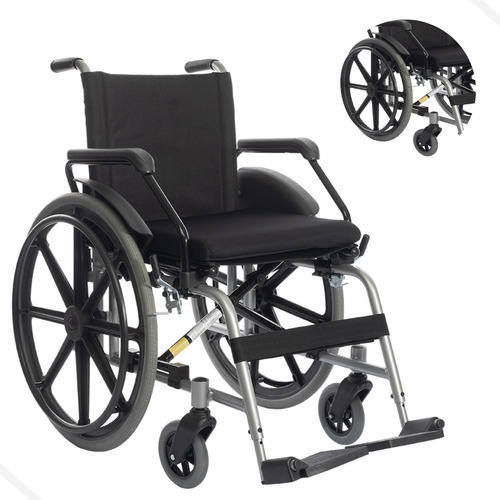 Cadeira De Rodas J3 Prata 120kg Alumínio Jaguaribe Dobrável