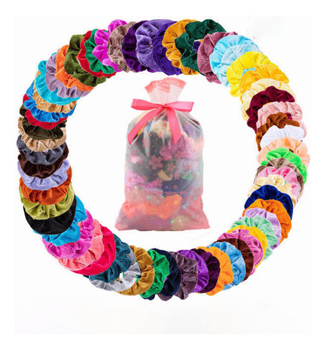 Ligas Para Cabello Scrunchies De Satén 60 Colores