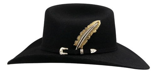 Pluma Accesorio Para Sombrero Metálica Dorada Dorado Único