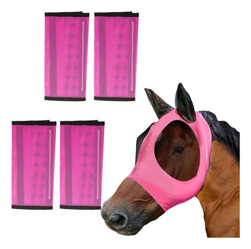 Botas De Malla Para Caballos Pvc Transpirable Ajuste Holgado Rosado Talle