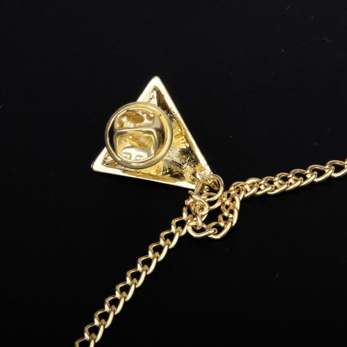 Broche De Triángulo Dorado Con Cadena De Cuello De Camisa