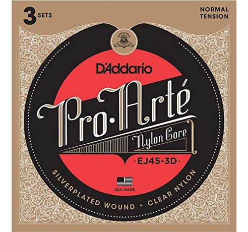 D'addario Ej45 Pro-arte Guitarra Clásica Cuerdas 3-pack