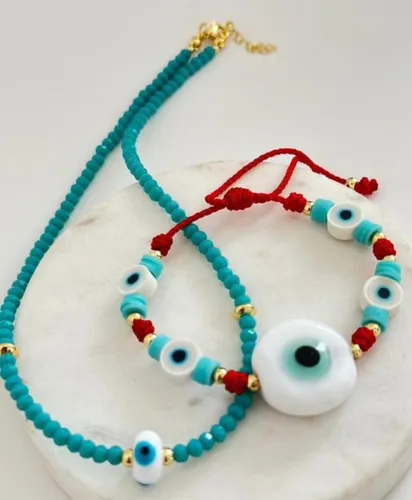 Collar Y Pulsera Con Ojo Turco