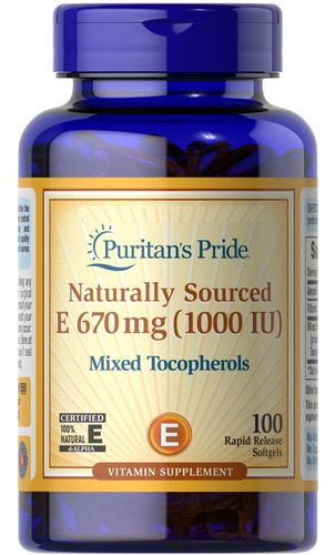 Imagen 1 de 3 de Vitamina E 1000ui Tocoferoles Mixtos. X100 Caps. Anmat/inal