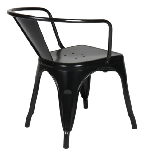 Silla De Comedor Con Apoyabrazo Tolix Zhome X4 Reforzada De Hierro Estructura De La Silla Negro Asiento Negro Diseño De La Tela Metal