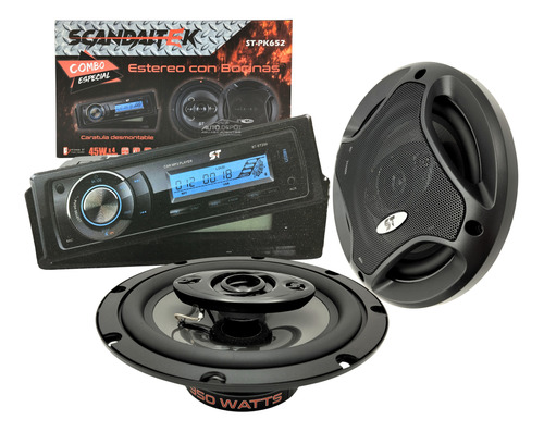 Pack Estereo Caratula Desmontable + Bocinas 250w Scandaltek