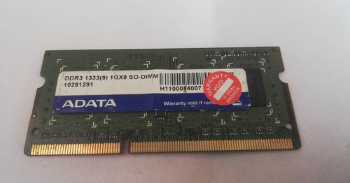 Memoria Ram 1gb 1rx8 Pc3 Adata 10600s