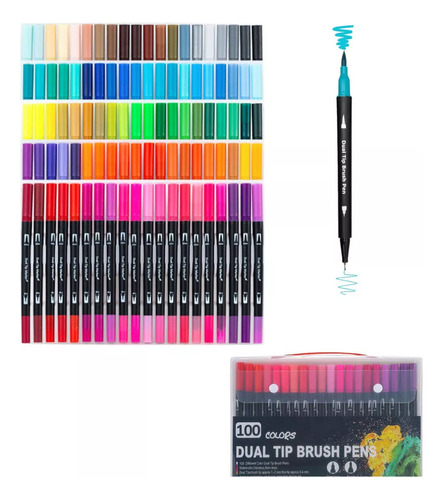 Marcadores Plumones Punta Pincel Doble Punta Iforu 100 Color